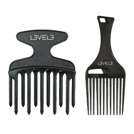 SET DE 2 PEINES NEGROS AFRO LEVEL3